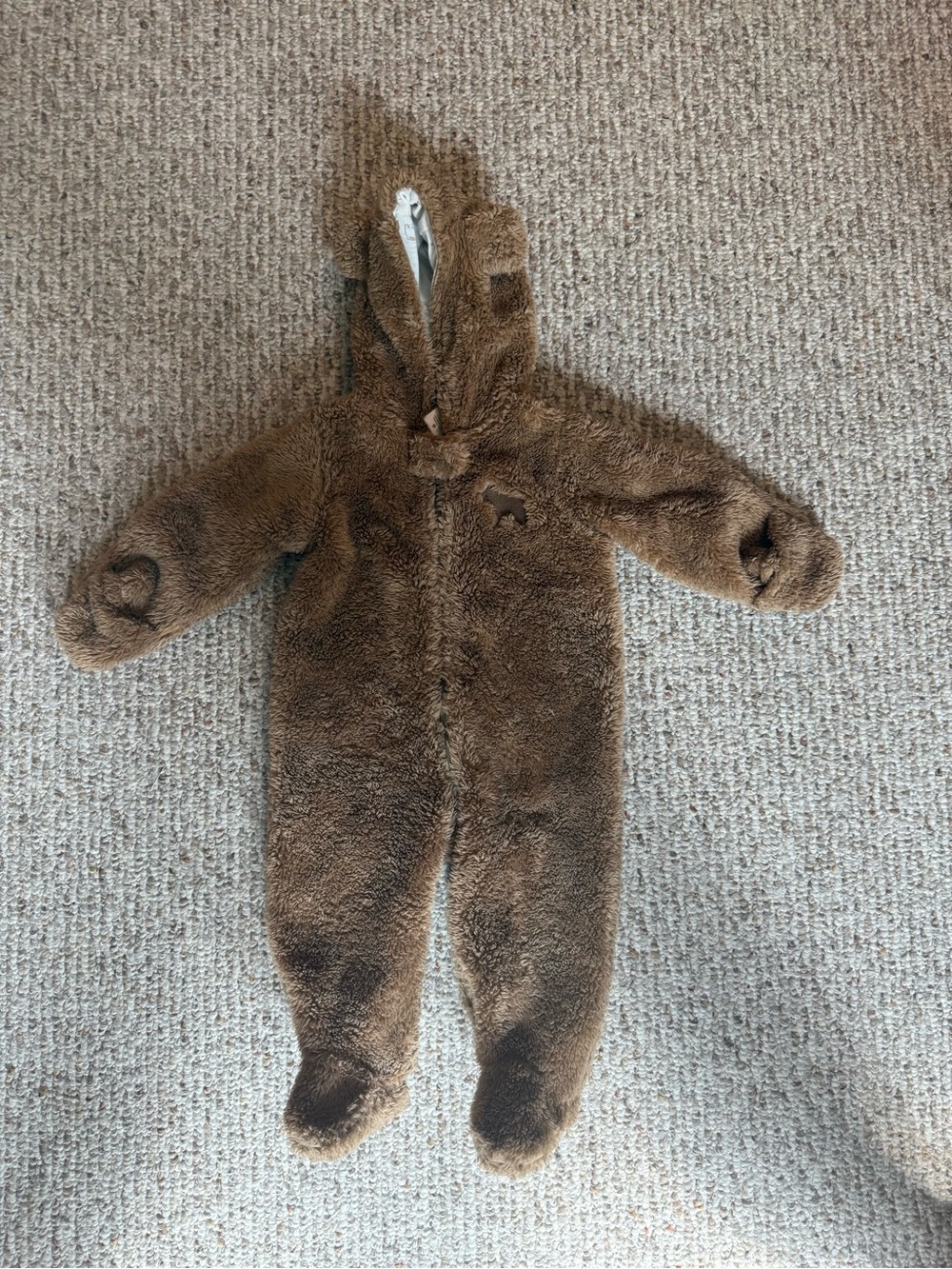 Carter's Winter Plush Brown Hooded Baby One-Piece